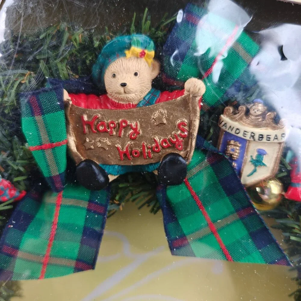 The VanderBear Family A Highland Fling Wreath 1993 Scottish Dance Tartan Decor